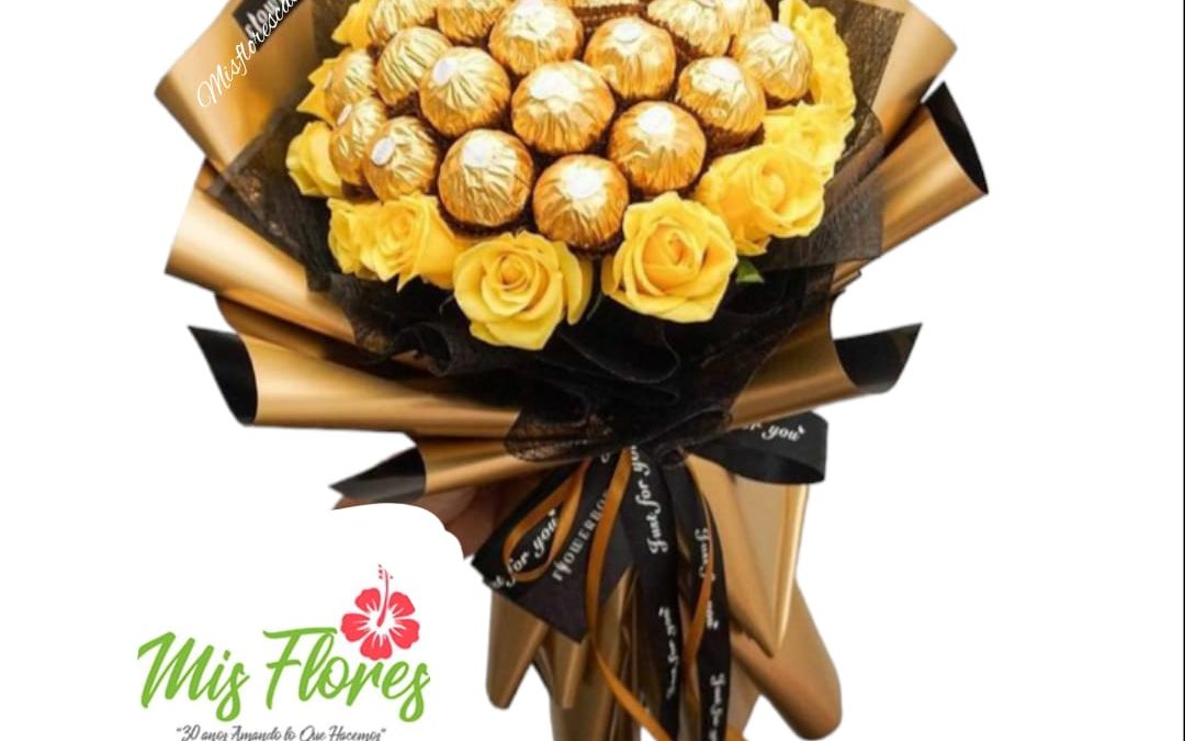 Bouquet de Rosas Amarillas y Chocolates ferrero  Ref #119